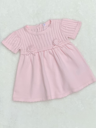 baby girls pink knitted rosebud dress 