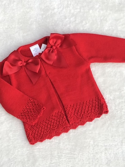 baby girls red knitted bows cardigan