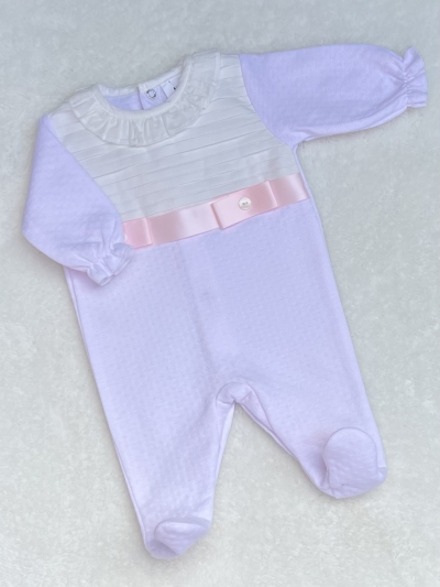 baby girls pink pleated all in one romper 
