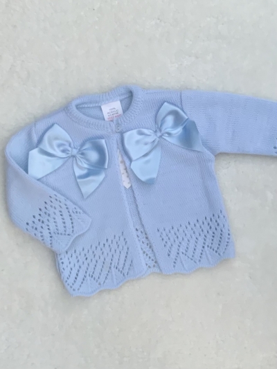 baby blue girls fancy knitted bow card