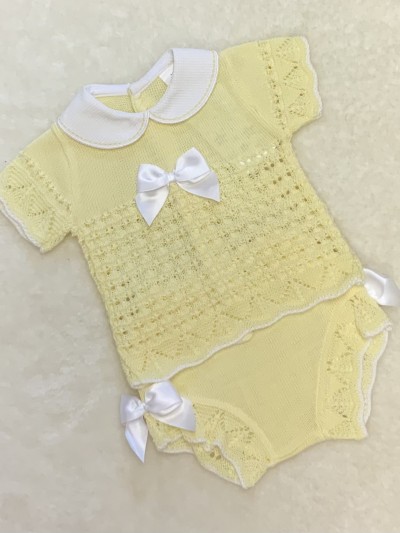 baby girls lemon white knitted top jam pants 