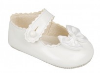 baby girls white patent ivory pram shoes 