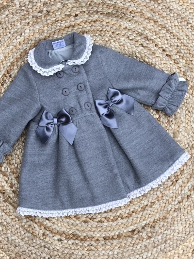 baby girls grey lace bows petticoat style coat 