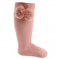 Baby Girl Pink Knee High Pom Pom Ribbon Socks Traditional Spanish Romany 