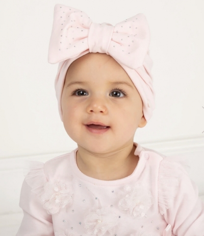 caramelo baby pink diamante bow turban hat