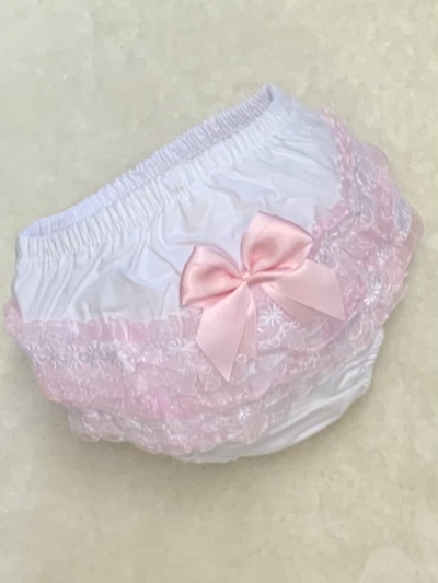 traditional babies pink white frilly knickers 