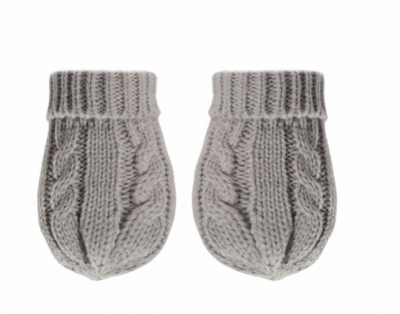 babies grey knitted mittens