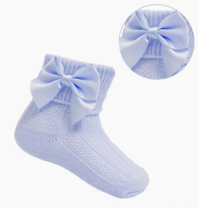 baby blue ankle socks bow