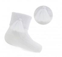white unisex babies ankle socks with tassle