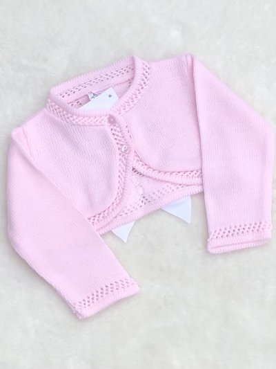 baby girls pink knitted cardigan bolero 