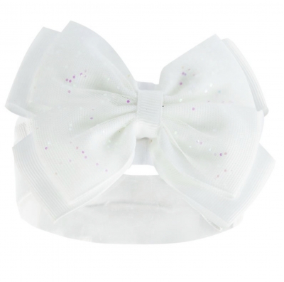 baby girls white sparkle bow headband 