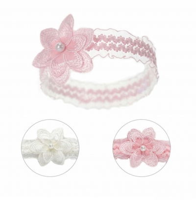 baby girls 2 pack lace flower headbands pink cream