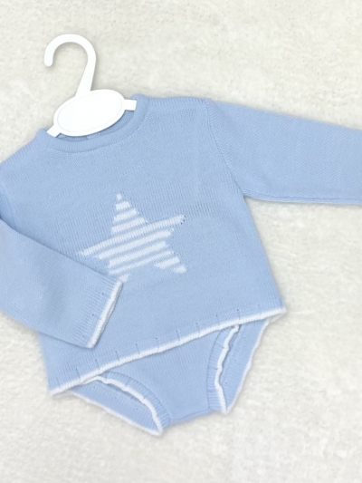 baby blue knitted jumper jam pants star