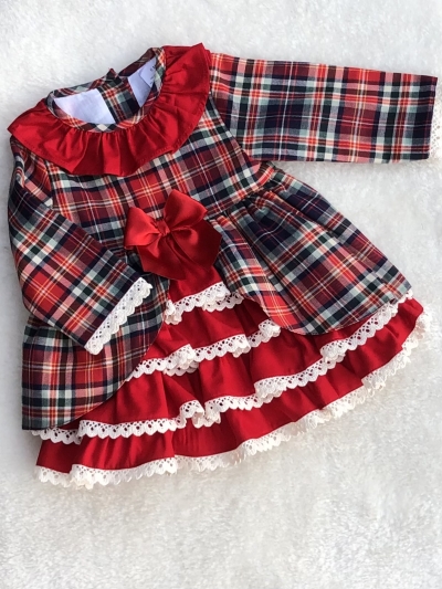 spanish style baby girls tartan petticoat style dress 