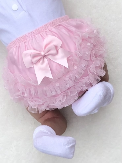 baby babies traditional pink frilly pants knickers with bow