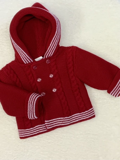 baby boys wine red white knitted coat cardigan 