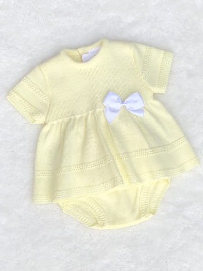 baby girls lemon white bow knitted tunic jam pants 