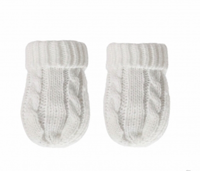 babies unisex white knitted mittens