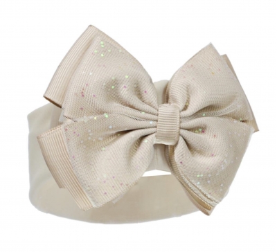 baby girls sparkle bow headband in coffee beige colour