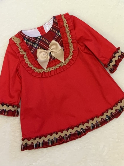 baby girls a-line christmas dress red tartan 
