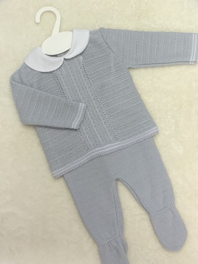 baby boys knitted jumper leggings trousers in grey 