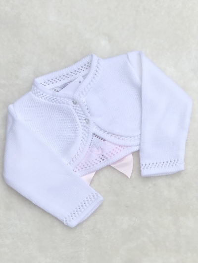 baby girls white pink knitted bolero cardigan 