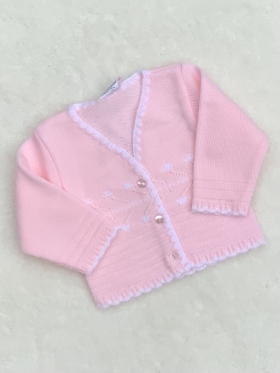 baby girls pink white knitted cardigan 