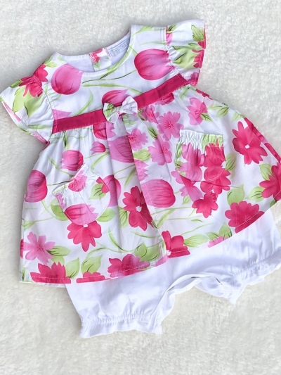 baby girls floral print romper dress