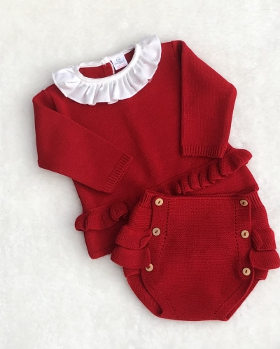 baby girls christmas red knitted jumper jam pants