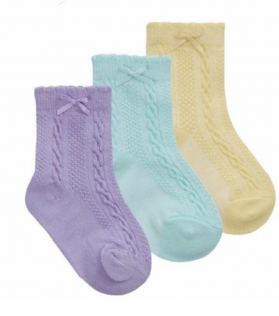 3 pack girls pastel ankle socks mint lemon lilac