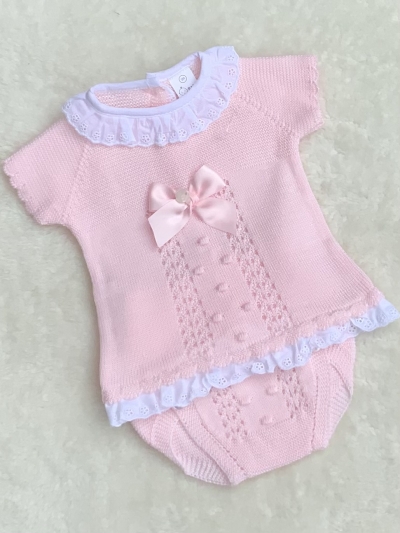 baby girls pink knitted top jam pants