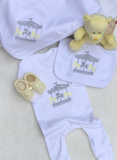 unisex newborn gift set carousel lemon grey 