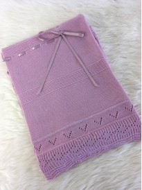 spanish style large knitted baby shawl blanket dusky pink