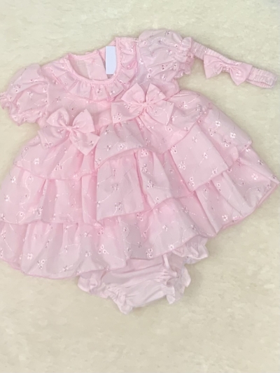 baby girls borderie anglais pink layered dress 