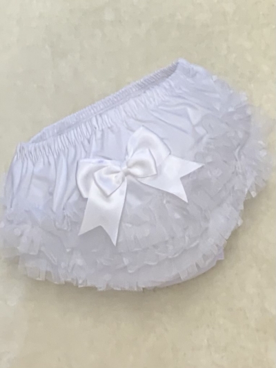 traditional babies frilly pants knickers white large bow
