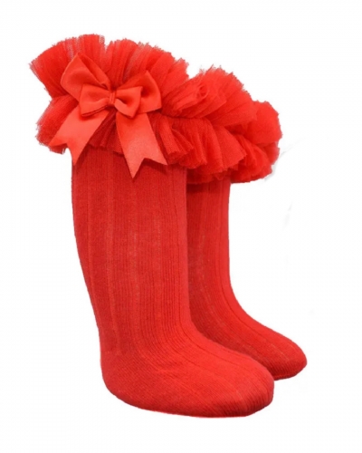 baby girls red knee high tutu socks 