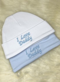 ‘ i love daddy’ 2pack baby boys cotton hat blue white