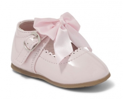 baby girls pink patent walking shoes large bow