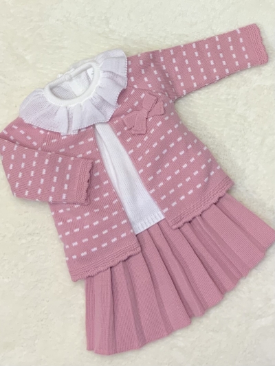 baby girls knitted set pleat skirt cardigan