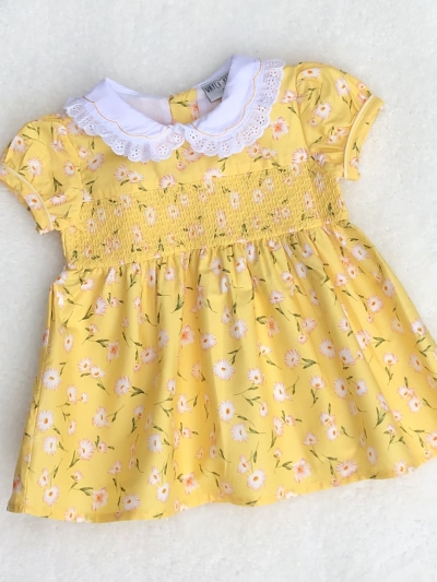 baby girls lemon floral smocked dress 