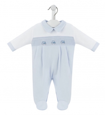 baby boys cotton all in one smocked romper