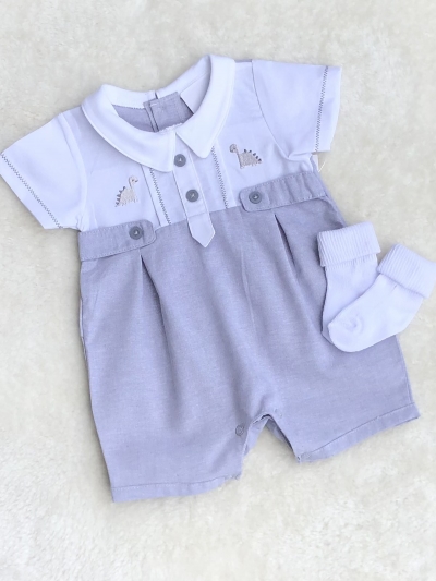 baby boys grey white all in one romper