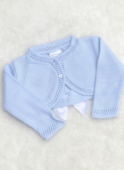 baby girls blue white knitted bolero cardigan 