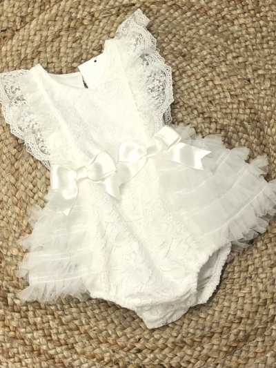 baby girls lace all in one romper bows 