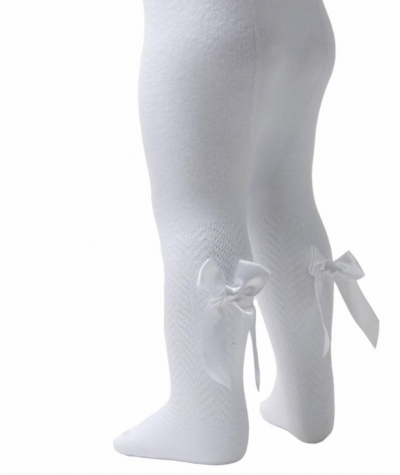 baby girls white chevron tights with bow