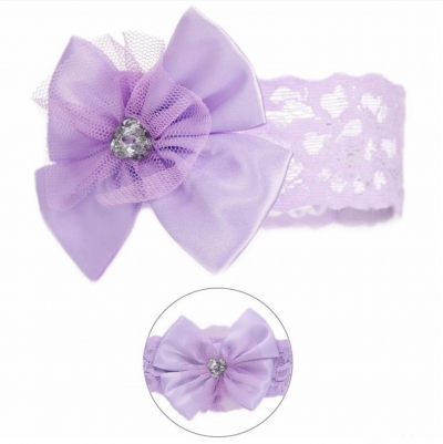 babies lilac lace headband hairband bow 