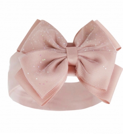 baby girls dusky pink sparkle bow headband 
