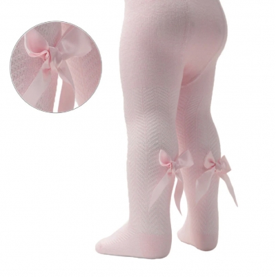baby girls pink chevron bow tights