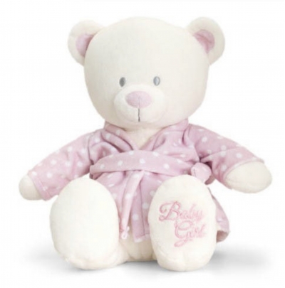 keel  baby girl soft toy with dressing gown pink
