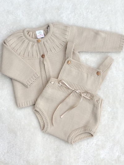 unisex knitted romper dungerees cardigan beige